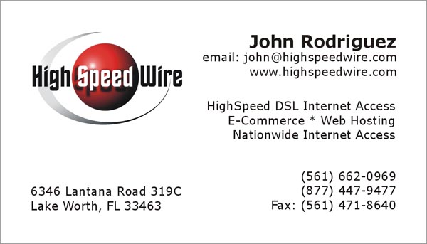 High Speed Wire business card